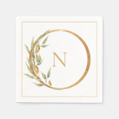 Serviette En Papier Élégant Mariage floral Monogram (Devant)