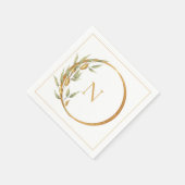 Serviette En Papier Élégant Mariage floral Monogram (Coin)