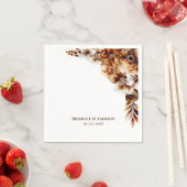 Serviette En Papier Élégant Mariage floral orange brûlé (En situation)