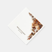 Serviette En Papier Élégant Mariage floral orange brûlé (Coin)