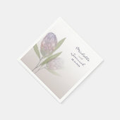 Serviette En Papier Élégant Mariage floral Protea violet beige (Coin)