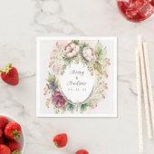 Serviette En Papier Élégant Mariage floral romantique (En situation)