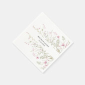 Serviette En Papier Élégant Mariage floral rose (Coin)