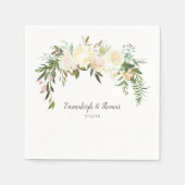 Serviette En Papier Élégant Mariage floral rose blanche (Devant)