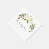 Serviette En Papier Élégant Mariage floral rose blanche (Coin)