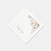 Serviette En Papier Élégant Mariage floral rose blanche (Coin)