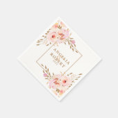Serviette En Papier Élégant Mariage floral rose Blush or (Coin)