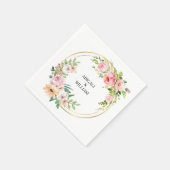 Serviette En Papier Élégant Mariage Floral rose pâle (Coin)
