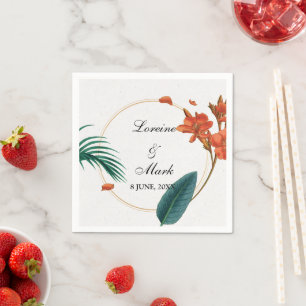 Serviette En Papier Élégant Mariage floral tropical