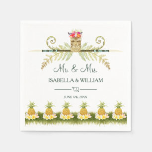 Serviette En Papier Élégant Mariage Floral Tropical Summer