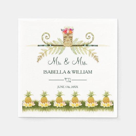 Serviette En Papier Élégant Mariage Floral Tropical Summer (Devant)