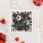 Serviette En Papier Élégant Mariage foncé de fleurs en automne (En situation)