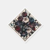 Serviette En Papier Élégant Mariage foncé de fleurs en automne (Coin)
