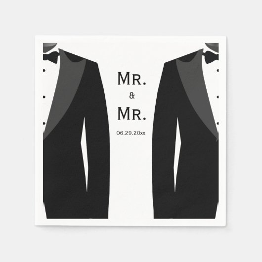 Serviette En Papier Élégant Mariage Gay Napkins M. Et M. (Devant)
