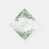 Serviette En Papier Elégant Mariage géométrique Eucalyptus (Coin)