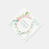 Serviette En Papier Elégant Mariage géométrique Floral Pastel Aquarell (Coin)