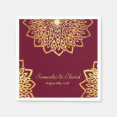 Serviette En Papier Élégant Mariage Gold Burgundy (Devant)