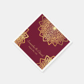 Serviette En Papier Élégant Mariage Gold Burgundy (Coin)