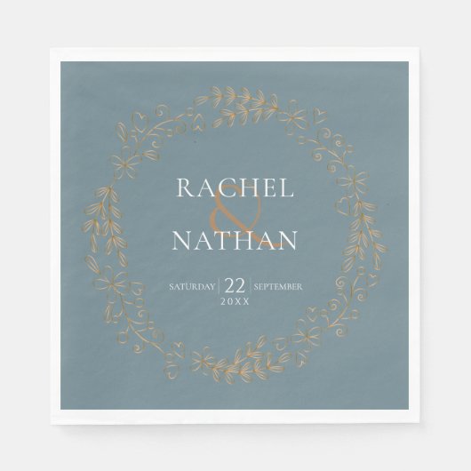 Serviette En Papier Élégant Mariage Gold Garland (Devant)