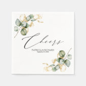 Serviette En Papier Élégant Mariage Gold Greenery (Devant)