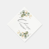 Serviette En Papier Élégant Mariage Gold Greenery (Coin)