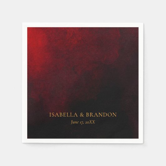 Serviette En Papier Élégant Mariage Gold Red Black (Devant)