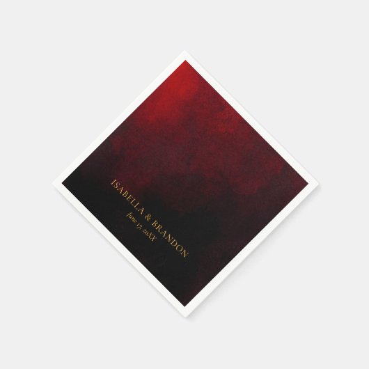 Serviette En Papier Élégant Mariage Gold Red Black (Coin)