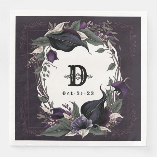 Serviette En Papier Élégant Mariage gothique monogramme (Devant)