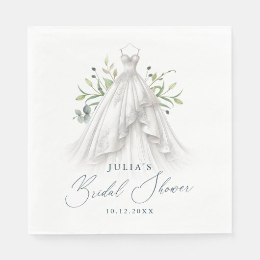 Serviette En Papier Elégant Mariage Gown Verdure (Devant)