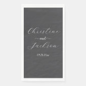 Serviette En Papier Élégant Mariage Gris Foncé Script (Devant)