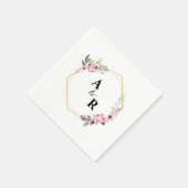 Serviette En Papier Élégant Mariage initial de la feuille botanique (Coin)