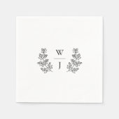 Serviette En Papier Élégant Mariage initial de la feuille botanique (Devant)