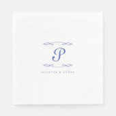 Serviette En Papier Élégant Mariage initial français chic (Devant)