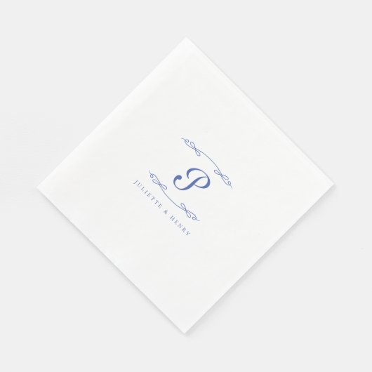 Serviette En Papier Élégant Mariage initial français chic (Coin)