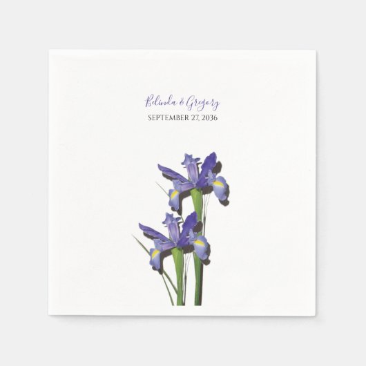 Serviette En Papier Élégant Mariage Iris violet (Devant)