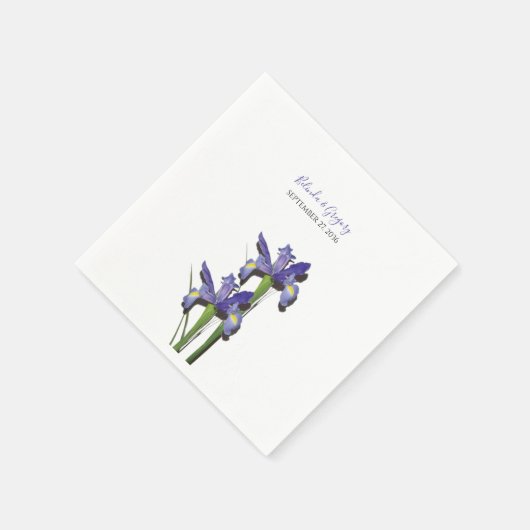 Serviette En Papier Élégant Mariage Iris violet (Coin)