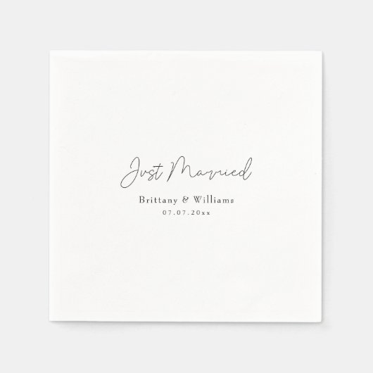 Serviette En Papier Élégant Mariage "Just Married" - Personnalisé (Devant)