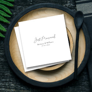 Serviette En Papier Élégant Mariage "Just Married" - Personnalisé