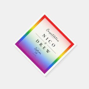 Serviette En Papier Élégant Mariage LGBTQ+ Pride