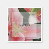 Serviette En Papier Élégant Mariage Lys Orientaux (Devant)