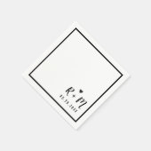 Serviette En Papier élégant mariage manuscrit noir et blanc (Coin)