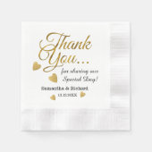 Serviette En Papier Élégant Mariage Merci or (Devant)