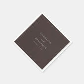 Serviette En Papier Élégant Mariage Minimaliste Brun Mocha Calligraphi (Coin)