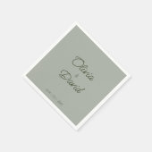 Serviette En Papier Élégant Mariage minimaliste Sage Green (Coin)