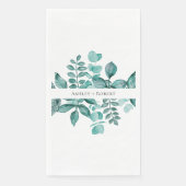 Serviette En Papier Élégant mariage moderne aquarelle verdure sarcelle (Devant)