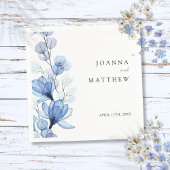 Serviette En Papier Élégant Mariage moderne bleu bleu foncé