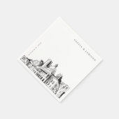 Serviette En Papier Elégant Mariage moderne Boston Sketch Nouvelle-Ang (Coin)