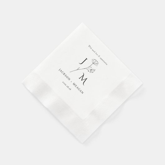 Serviette En Papier Élégant Mariage moderne Cocktail Papier Napktail (Coin)