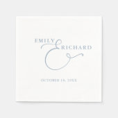 Serviette En Papier Élégant Mariage moderne Dusty Blue (Devant)