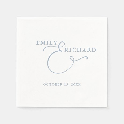 Serviette En Papier Élégant Mariage moderne Dusty Blue (Devant)
